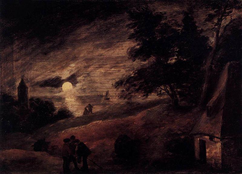 Adriaen Brouwer Dune Landscape by Moonlight oil painting image